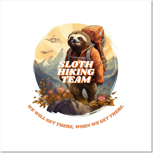 Sloth Hiking Team Illustration Wall Art by bigmomentsdesign